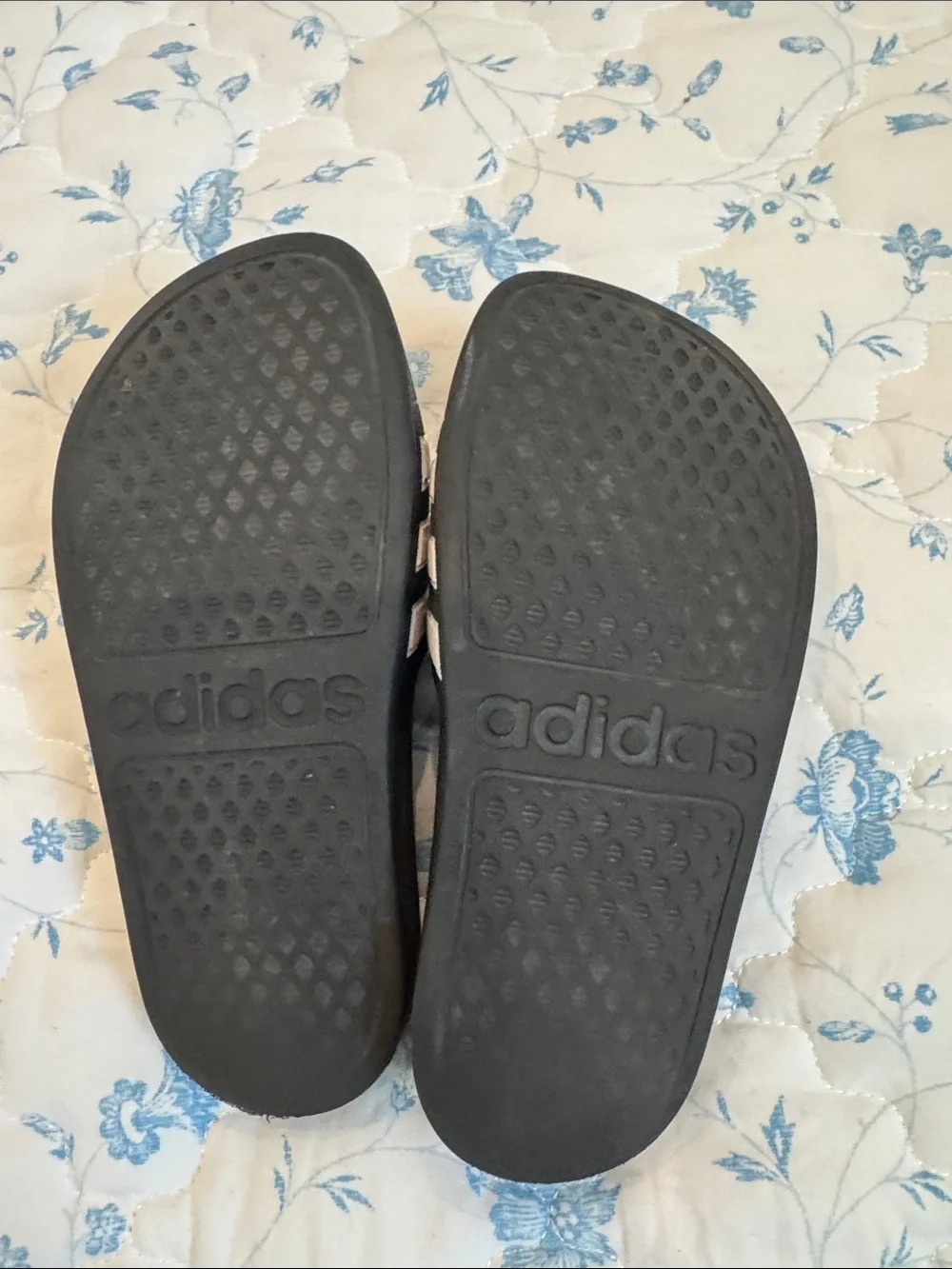 adidas Black and White Three-Stripe Slide Sandals